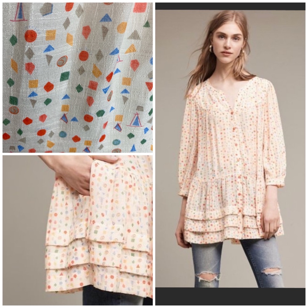 Anthro. Maeve Piccia Tiered Ruffle Tunic